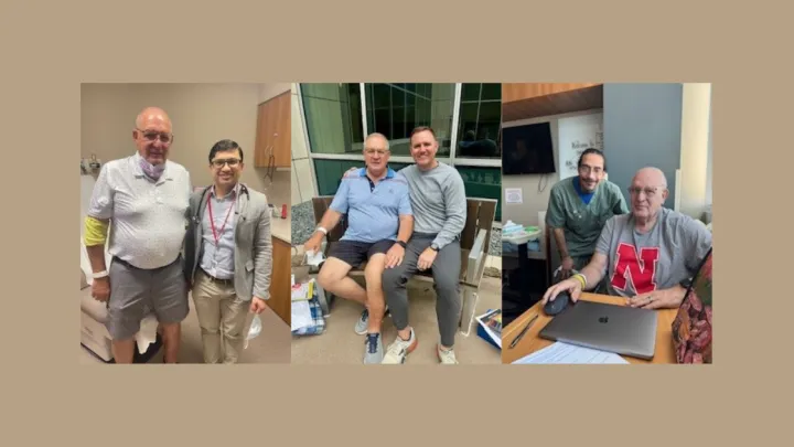 Bernie Ketterl, Dr. Bhatt, Tyler Ketterl, and Bernie's favorite housekeeping staff member Jay Juaquin